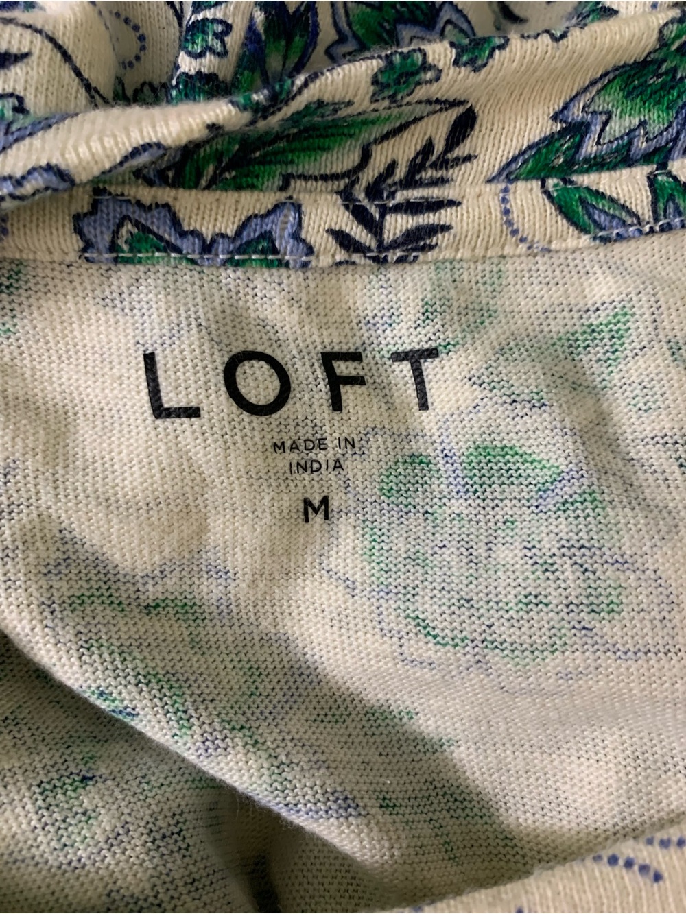 LOFT 100% Cotton Floral Print Knit Long Sleeve Crew Neck Pullover Blouse Sz M - Picture 6 of 8